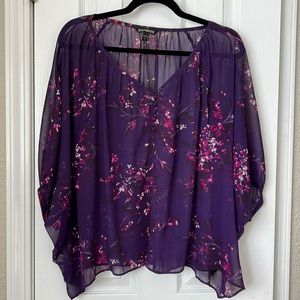 Sheer floral purple women’s express top